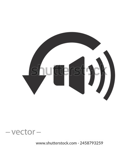 low noise level icon, reduction quiet, volume reduce, less hear, speaker flat symbol on white background - vector illustration