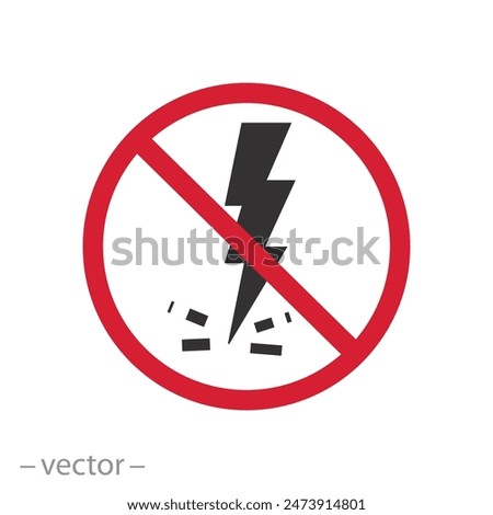 safety from electricity icon, anti static, remove surface charge, flat symbol on white background - vector illustration