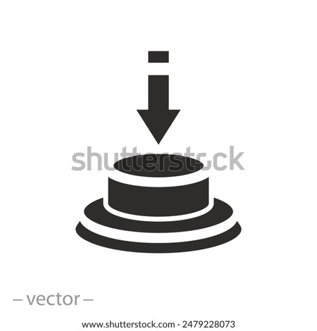 start or launch process icon, push button, arrow pointer for push press, flat symbol on white background - vector illustration