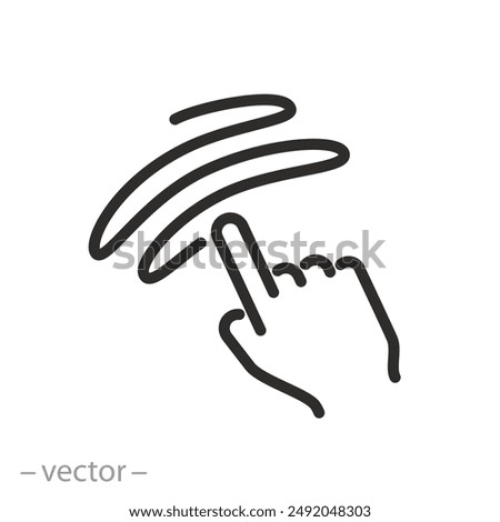 rub for test here icon, wipe surface with finger, tester aroma or smell, thin line symbol on white background - editable stroke vector eps10 