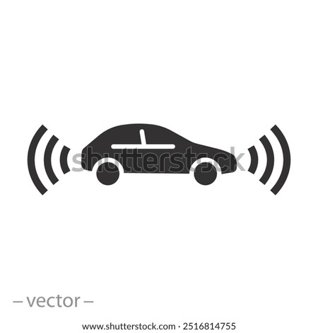 backup camera icon, rear or front road view, car parking sensor, assist highway safety, flat vector illustration