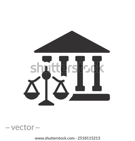 building government or capitol, icon, federal governance or courthouse, flat vector illustration