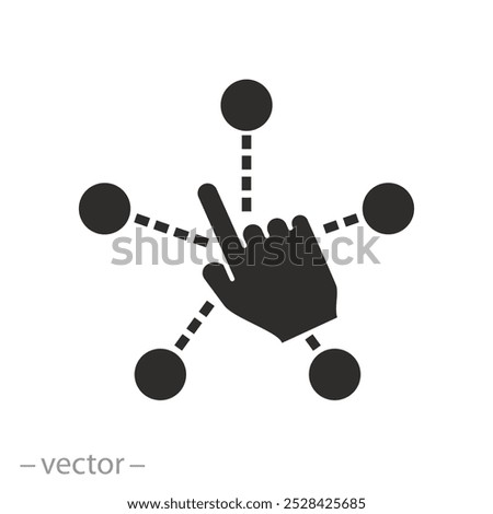 hand click button, variety choice icon, selection variation concept, multiple options, flat vector illustration