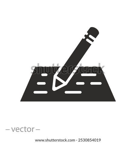 write or correct document, edit text pencil icon, review or proofread grammar, essay manuscript, flat vector illustration