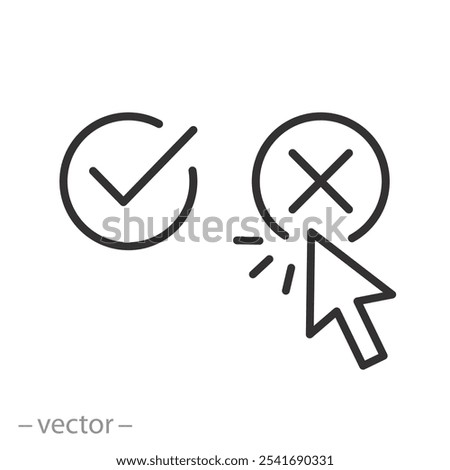 choose no between yes or no, opt-out, decision making process, definition with choice, thin line vector illustration