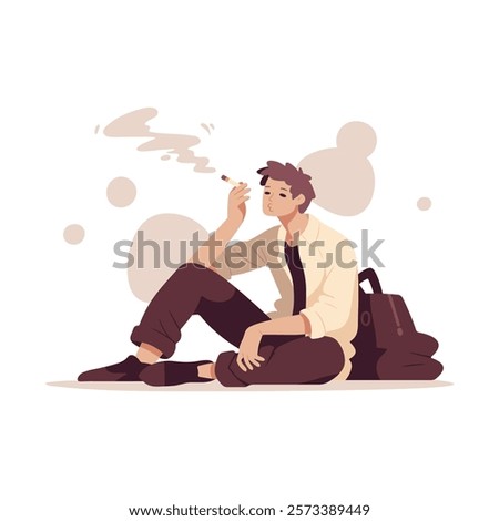 Similar – Image, Stock Photo Adult man smoking while looking at camera during sunset