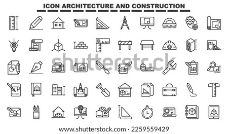 Assorted architecture and construction line icons