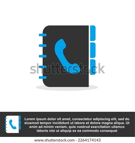 Phone book icon in black and blue colour