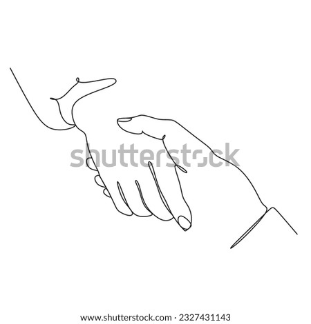 Friendly relations of business partners, success in business. One line vector art.