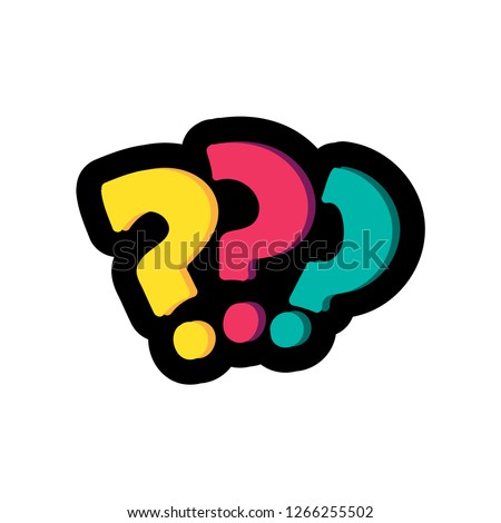 Question marks flat color illustration. FAQ, help. Interrogation signs hand drawn design element