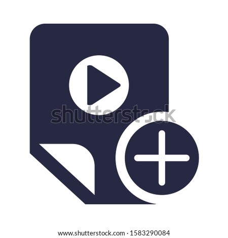 Video player, app checking glyph vector icon. Adding multimedia file to playlist isolated pictogram