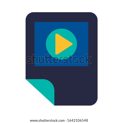 Multimedia electronic file symbol glyph vector illustration. Video storage and management icon