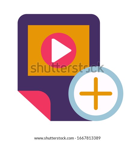 Video player, app checking glyph vector icon. Adding multimedia file to playlist isolated pictogram
