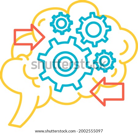 Making decision function of brain icon vector. Learning strategy, memory and education, self improvement anatomically mind functional. Anatomy intellectual organ. Contour illustration