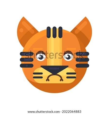 Tiger sadness expression cute facial emoji vector