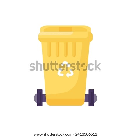 Close Lid transportable container for storing, recycling and sorting used household organic waste. Closed empty and filled trash can with recycle sign. Colored cartoon vector