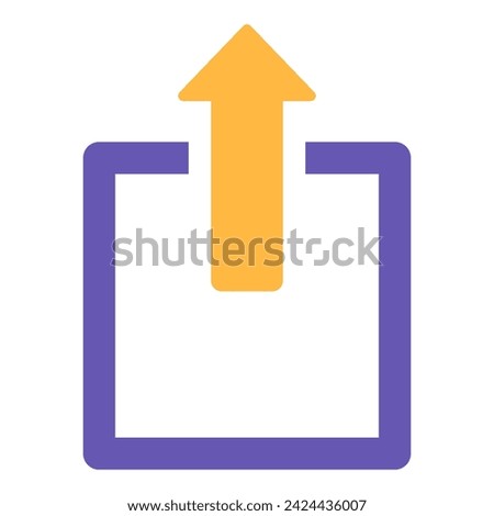 Digital storage realm. Cloud data upload, abstract techno element for modern and retro technological design. Simple color vector pictogram isolated on white background