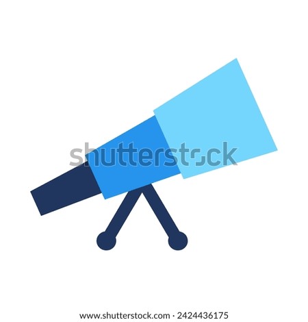 Optical Telescope. Space, discovery and search, abstract techno element for modern and retro technological design. Simple color vector pictogram isolated on white background