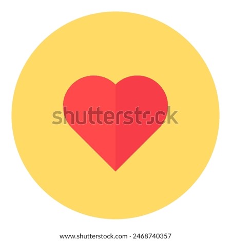 Round Product Approval Sticker Red Heart In Yellow