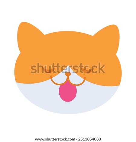 Good mood pet character. Happy purring red kitty. Image for design of pet store or veterinary clinic. Simple flat vector isolated on white background