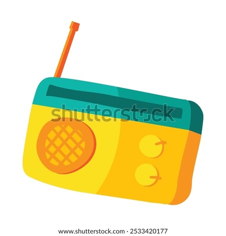 A vibrant vector illustration of portable receiver in joyful cartoon style. A lively music festival or celebration with joyous atmosphere. Music cafe or club decoration