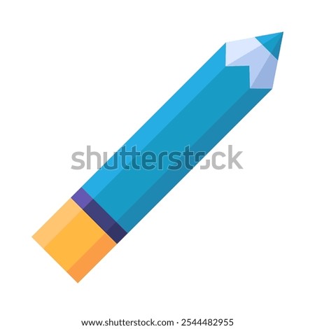 Sharpened wooden pencil drawing tool icon. Colored children pencil for drawing first sketches and drafts element. Simple flat vector isolated on white background