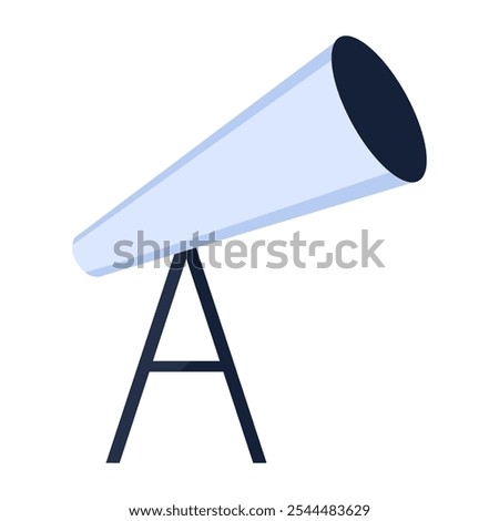 Astronomical telescope for observing distant space objects and stars icon. Space exploration equipment for observatory and home element. Simple flat vector isolated on white background