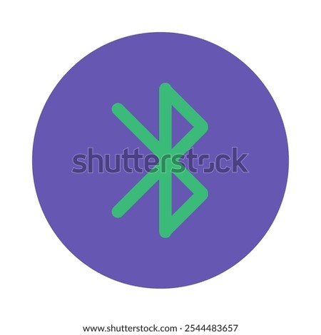 Signal transfer device round sticker. Wireless transmission standard, abstract techno circle icon for modern and retro technological design. Simple color vector pictogram isolated on white background