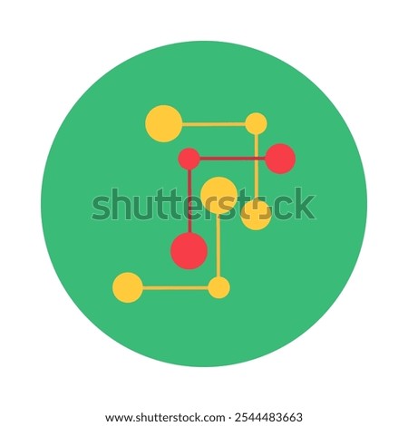 Structure, community round sticker. Unified group icon, abstract techno circle icon for modern and retro technological design. Simple color vector pictogram isolated on white background