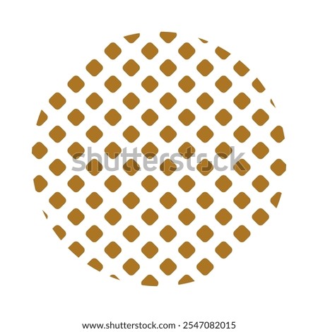 Circle with Asian pattern of geometric lined up bronze squares. Small elements created sense of flow movement within round visual focus. Simple vector decorative element isolated on white background