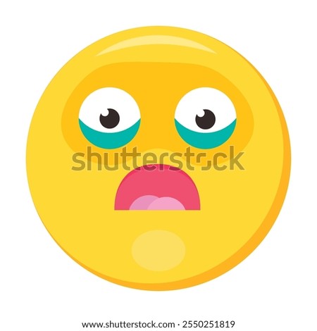 Scared emoji facial expression, fearful emoticon icon. Colorful vector smiley. Cute sticker, social media mood character, emotion and distressed feeling chat element