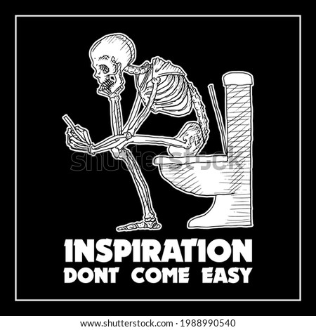 skull at toilet looking for some inspiration for his project, a funny design best for wall decoration for your dark n rock theme room or for your tshirt. scary skull design with a little funny touch 