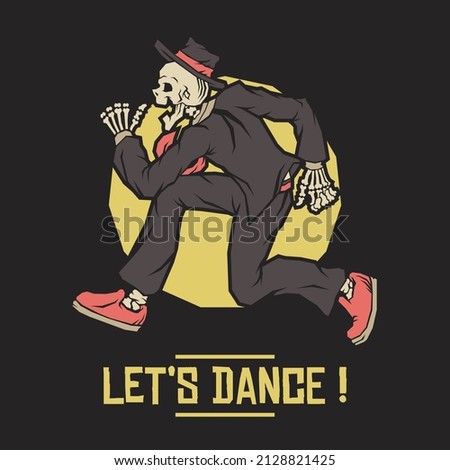 Retro illustration of skeleton doing pogo dance Stock fotó © 