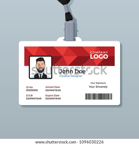 Red Polygon ID Card Template Stock fotó © 