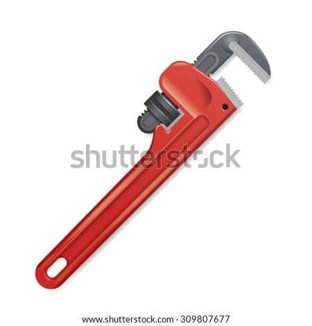 Realistic Pipe Wrench Vector Illustration