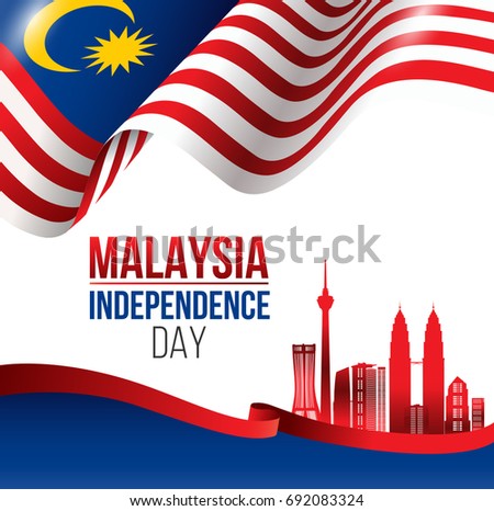 Vector Illustration of Malaysia INDEPENDENCE DAY and Malaysia flag