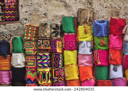 Group of colorful handmade bags