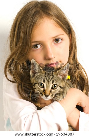 Young Girl Holding A Cute Kitten Stock Photo 19634887 : Shutterstock