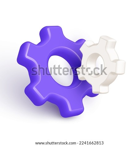Isometric style gears. Service settings icon isolated on white background. Single 3d design technical cog icon. Creative realistic symbol of mechanism for online app, web user. Vector illustration