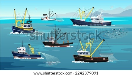 Similar – Image, Stock Photo Fishing boat at sea