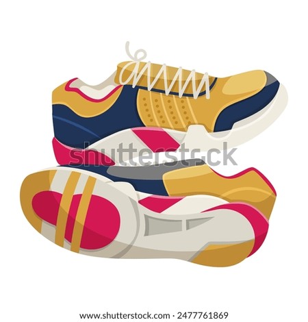 A pair of colorful running shoes on a white background. Vector illustration