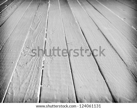 White wooden plank. Perspective view. Selective focus