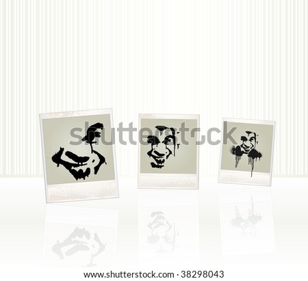 Three vintage photo cards in a interior. Vector version this Image ID: 38201821