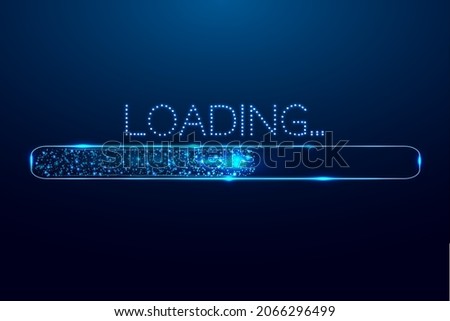 Loading bar, low poly style banner. Abstract modern vector illustration on blue background.