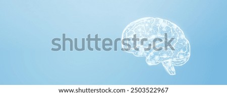 Human brain. Wireframe low poly style. Concept for medical, brain cancer, neural network.  Abstract modern 3d vector illustration on blue background. 