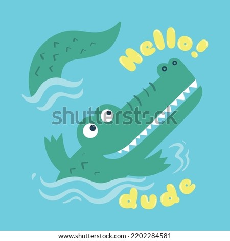 Cute Cartoon Crocodile Vector Illustration