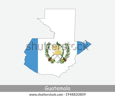 Guatemala Map Flag. Map of Republic of Guatemala with the Guatemalan national flag isolated on white background. Vector Illustration.