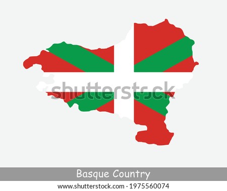 Basque Country Map Flag. Map of the Basque Autonomous Community with flag isolated on white background. Autonomous community of Spain. Vector illustration Cut File