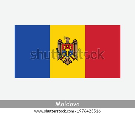 National Flag of Moldova. Moldovan Country Flag. Republic of Moldova Detailed Banner. EPS Vector Illustration Cut File