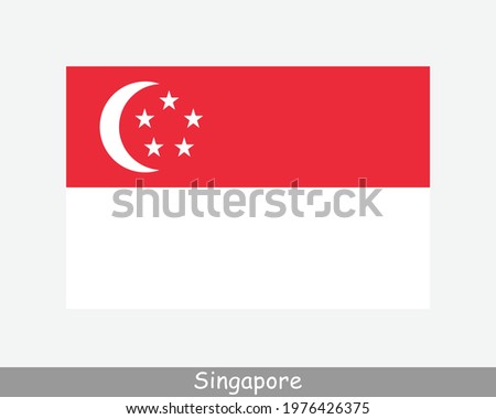 National Flag of Singapore. Singaporean Country Flag. Republic of Singapore Detailed Banner. EPS Vector Illustration Cut File